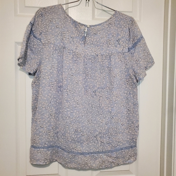 Lucky Brand Floral Lace Inset Keyhole Blouse Top Size L - Picture 4 of 8